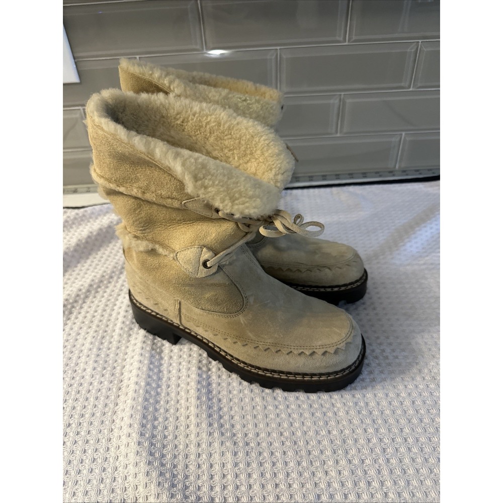 Blondo Canada VTG Genuine Shearling Waterproof Winter Boots Tan Women's SZ 8B